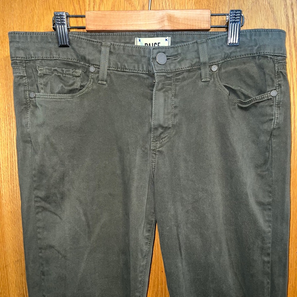 PAIGE Verdugo Ultra Skinny Pants Womens 30 Olive Green Mid Rise Stretch Trousers - Picture 2 of 8